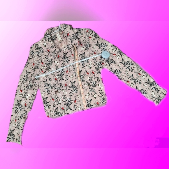 Floral Print Moto Jacket - Picture 1 of 10